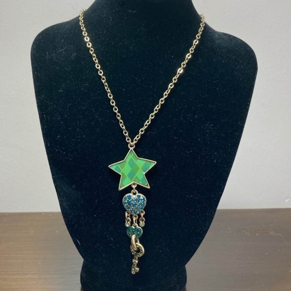 Pilgrim Gold Necklace with Green Star Pendant